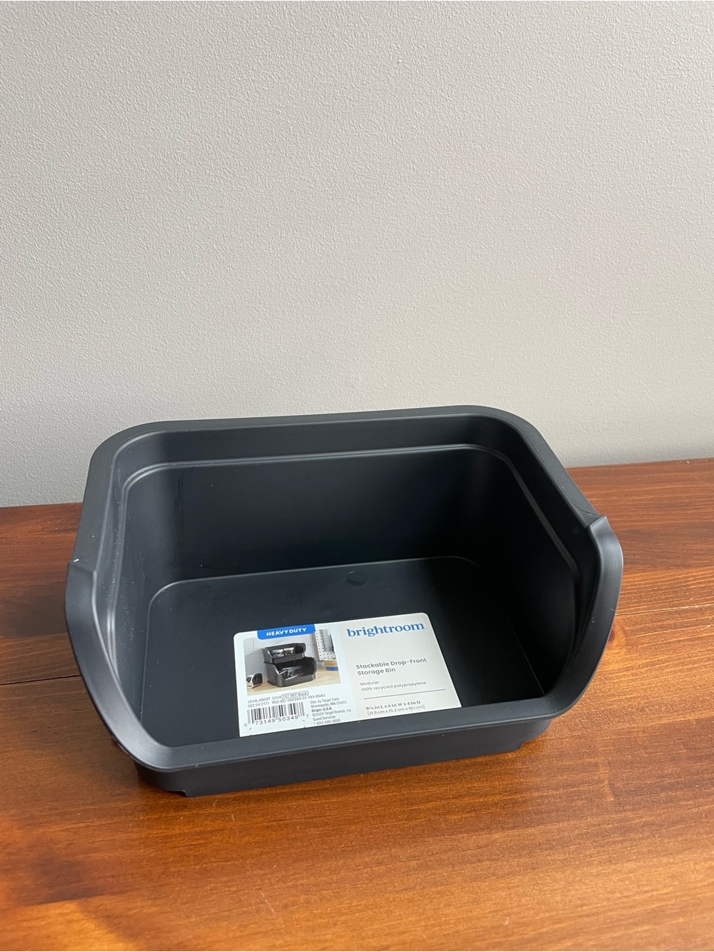New Small Black Stackable Storage Bin for Home